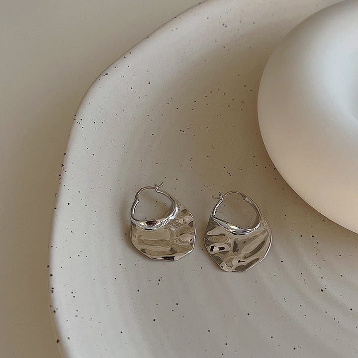 Kris Gold Sculptural Hammered Hoop Earrings — Chunky Hypoallergenic Statement Hoops Earrings