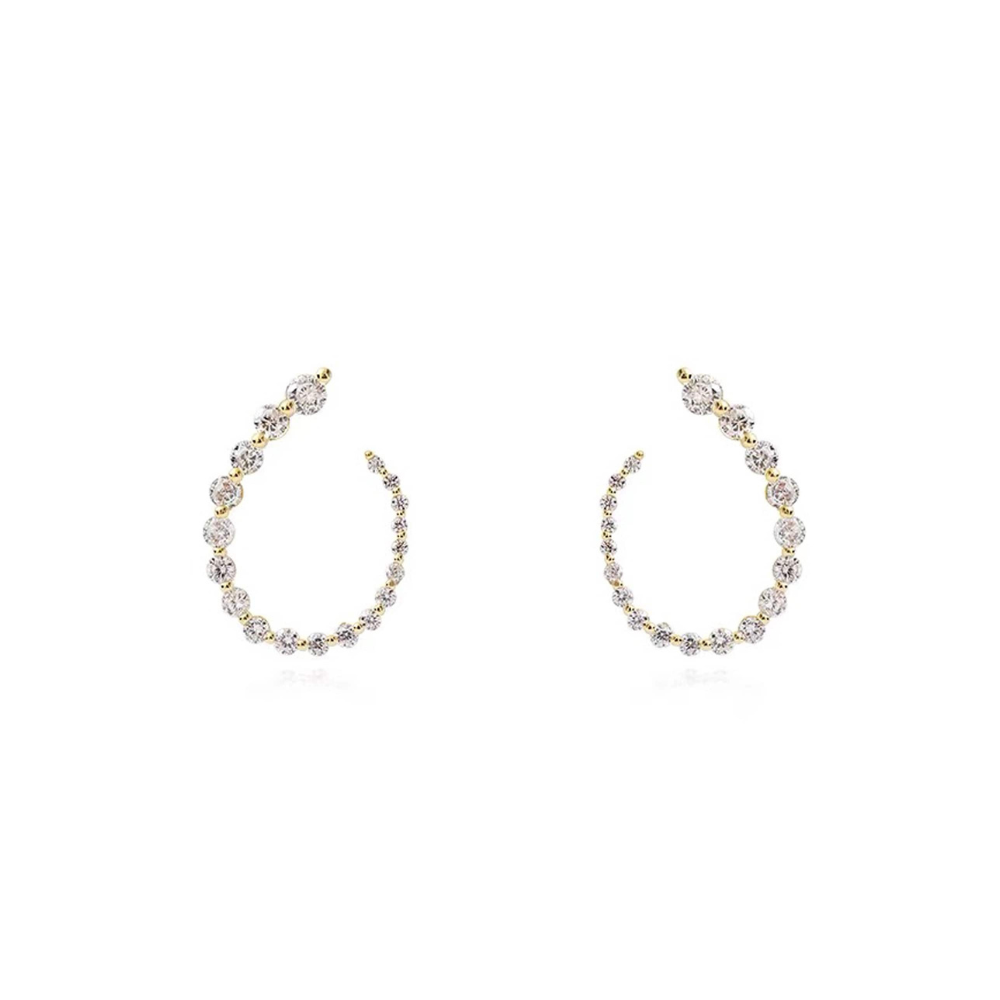 Alana Gold Pavé Spiral Hoop Earrings