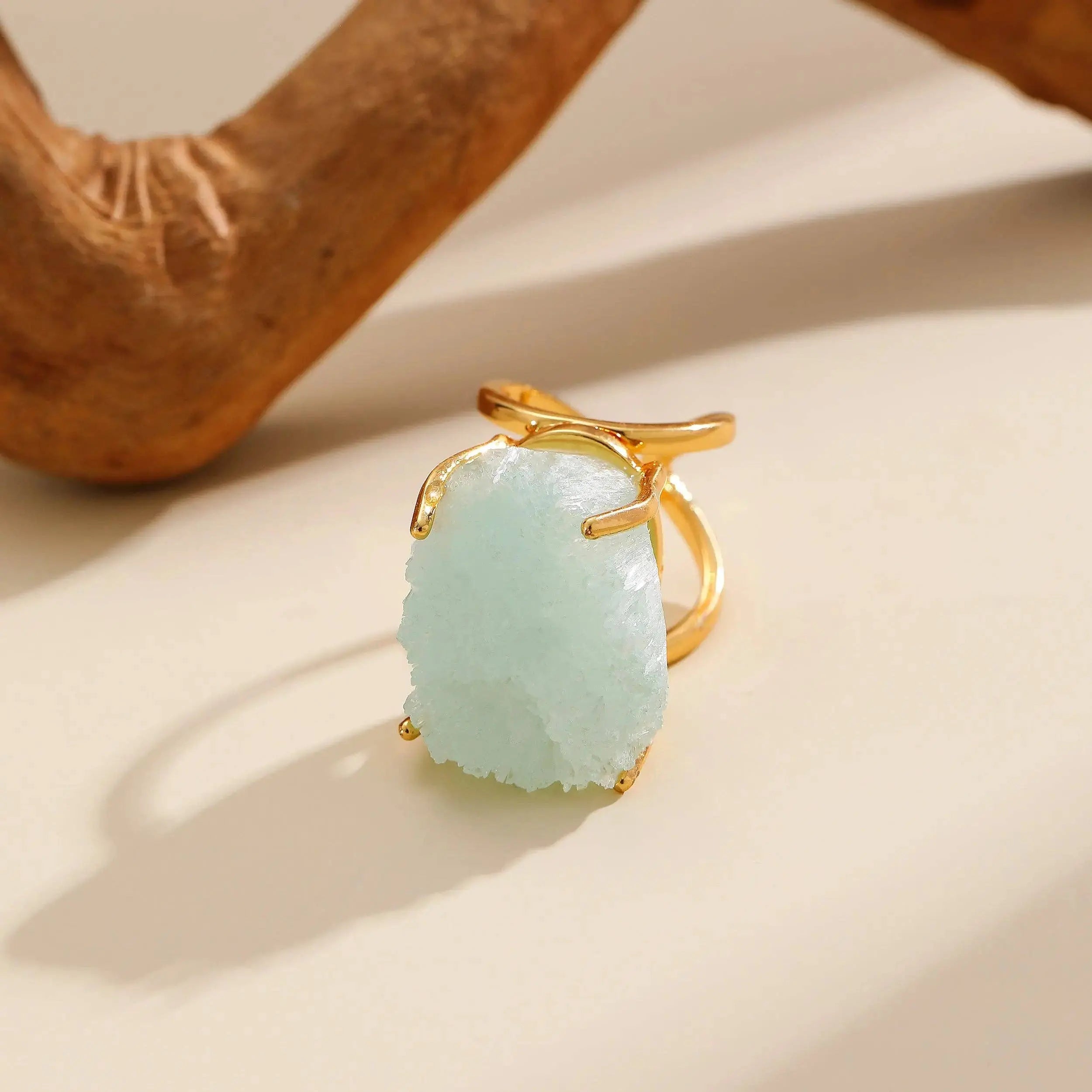 blue crystal statement ring gold band
faceted blue crystal cocktail ring
gold plated blue crystal ring
sculptural blue gemstone statement ring
vault no9 blue crystal ring