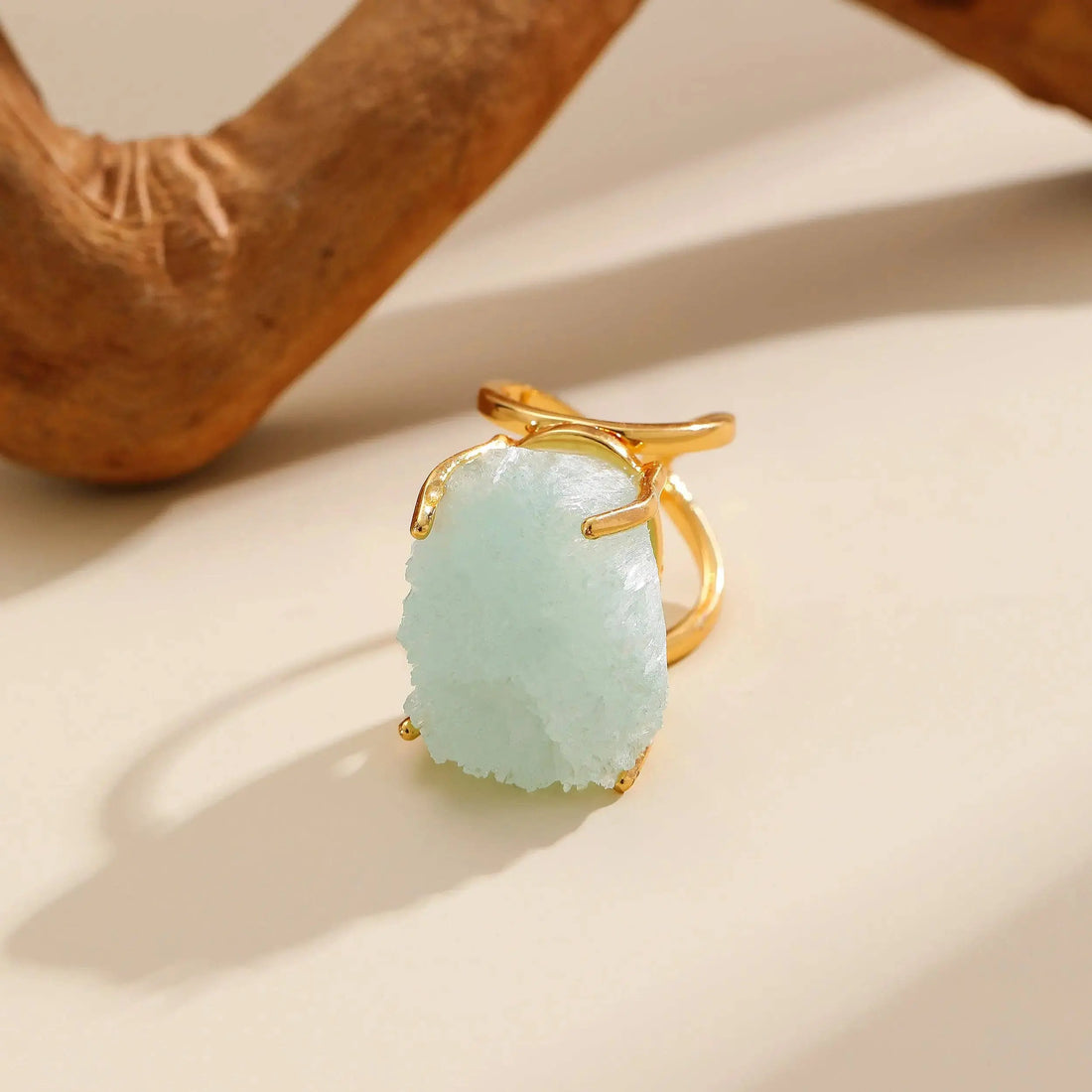 blue crystal statement ring gold band
faceted blue crystal cocktail ring
gold plated blue crystal ring
sculptural blue gemstone statement ring
vault no9 blue crystal ring