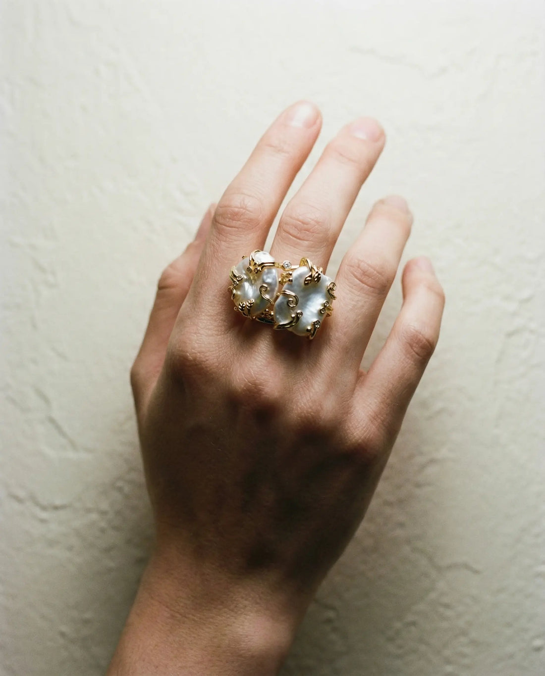 The Dual Baroque Statement Ring – Sculpted Pearl in Gold Vault 9