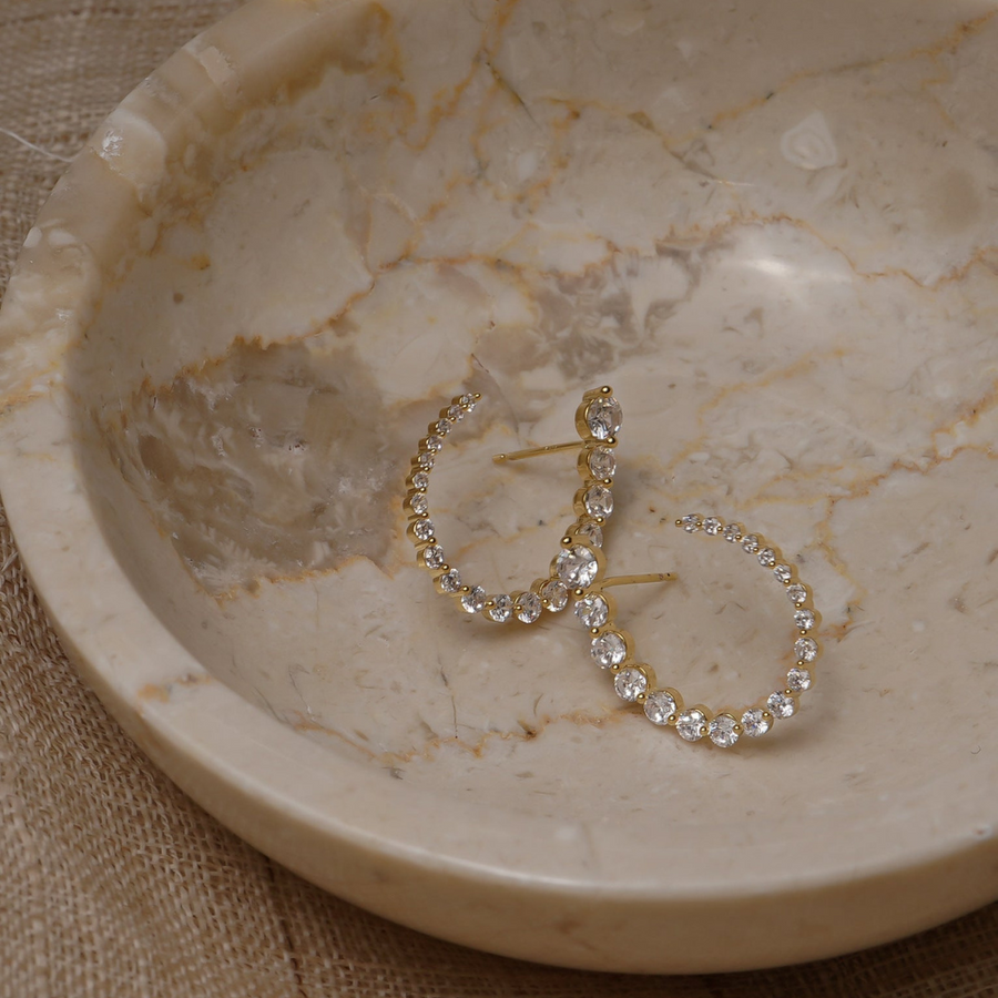 Alana Gold Pavé Spiral Hoop Earrings