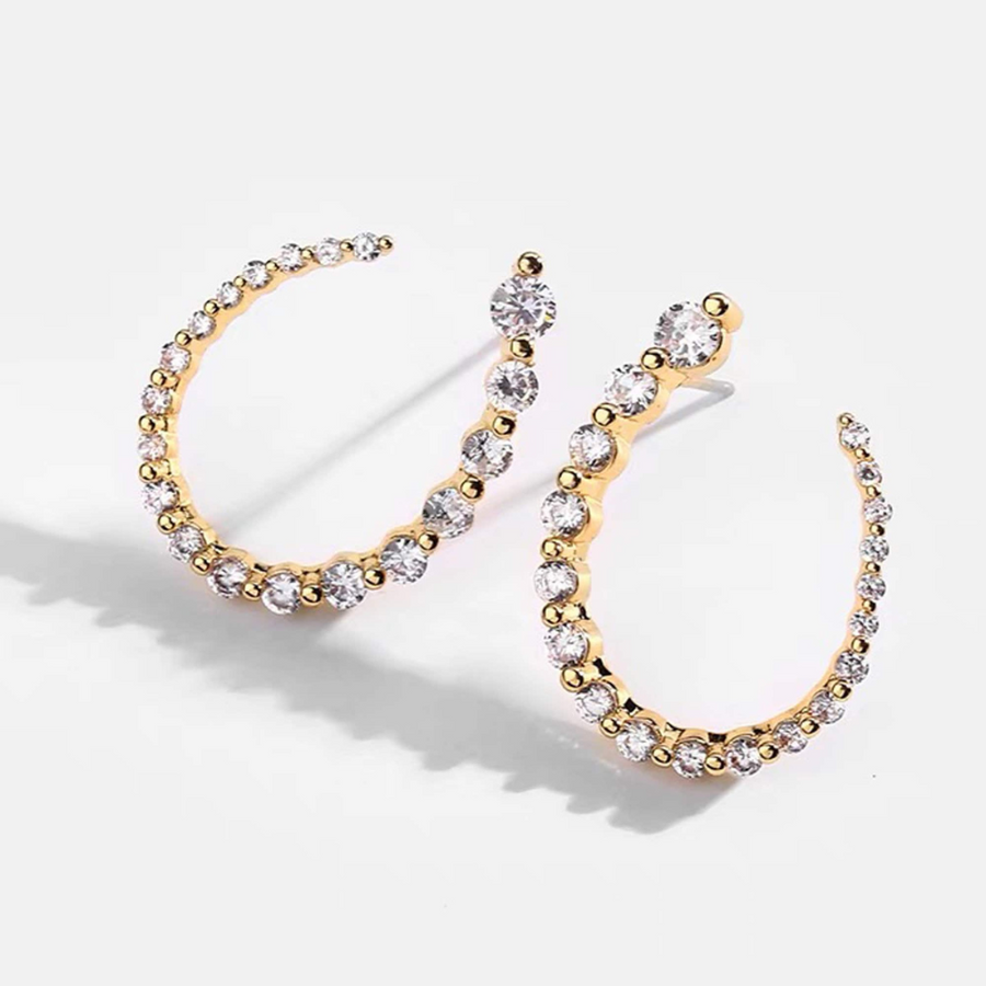 Alana Gold Pavé Spiral Hoop Earrings