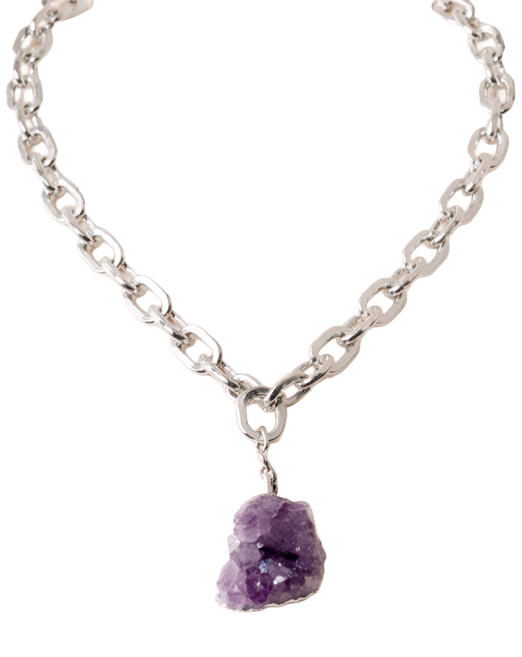 Raw Amethyst Pendant Necklace in Silver Vault No9 Jewelry