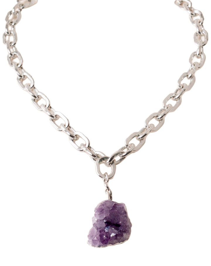Raw Amethyst Pendant Necklace in Silver Vault No9 Jewelry