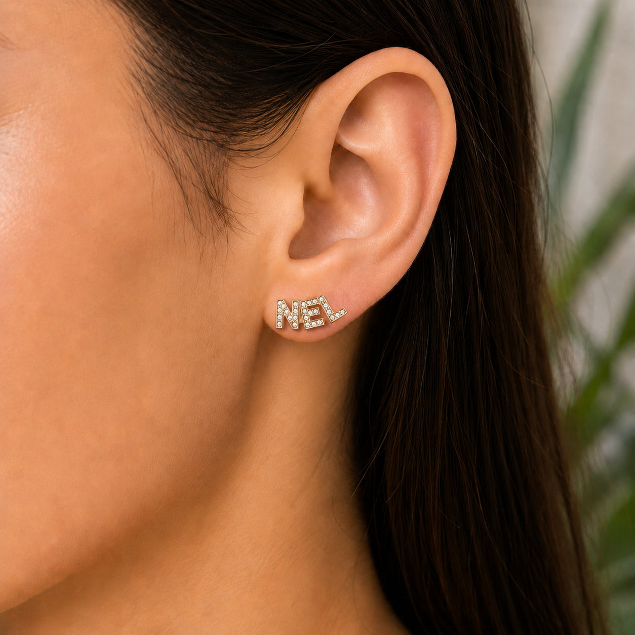 Chanel  Strass CHA-NEL Stud Earrings