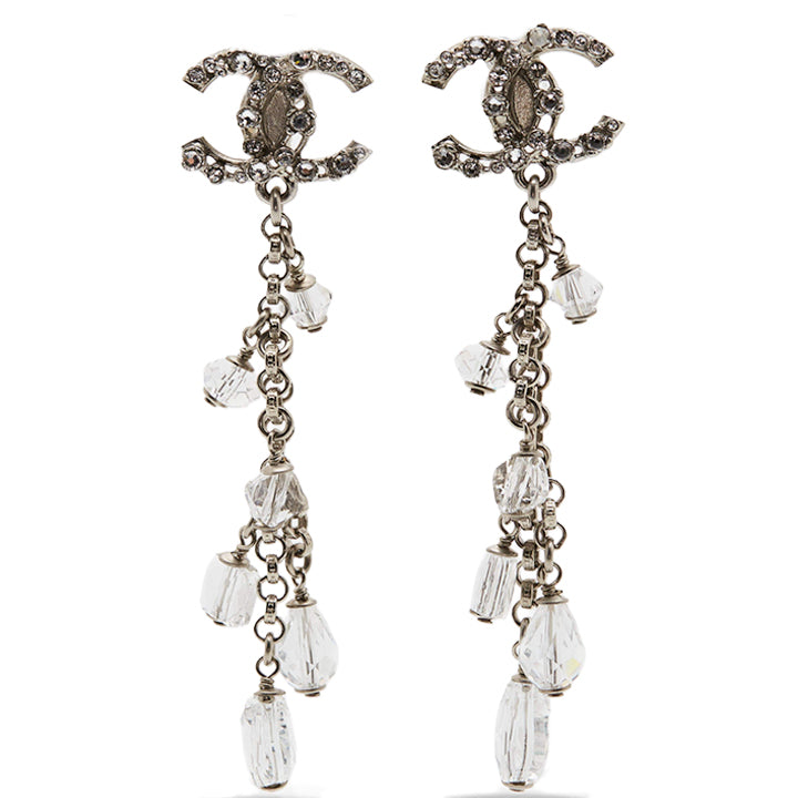 CHANEL Crystals CC Pendant  Earrings
