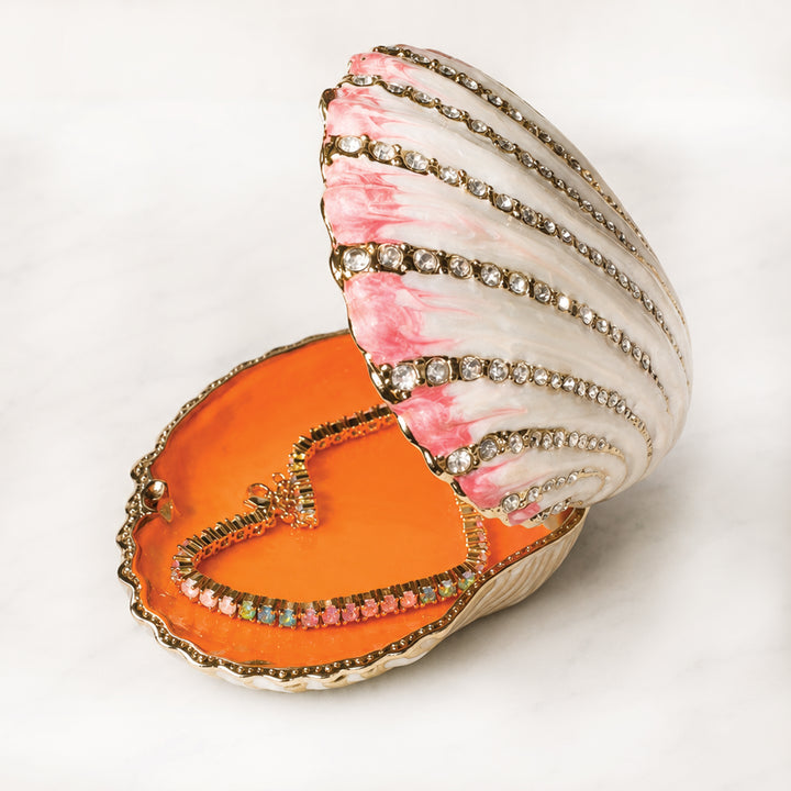 Coquillage Grande Scallop Shell Crystal Trinket Box, Blush