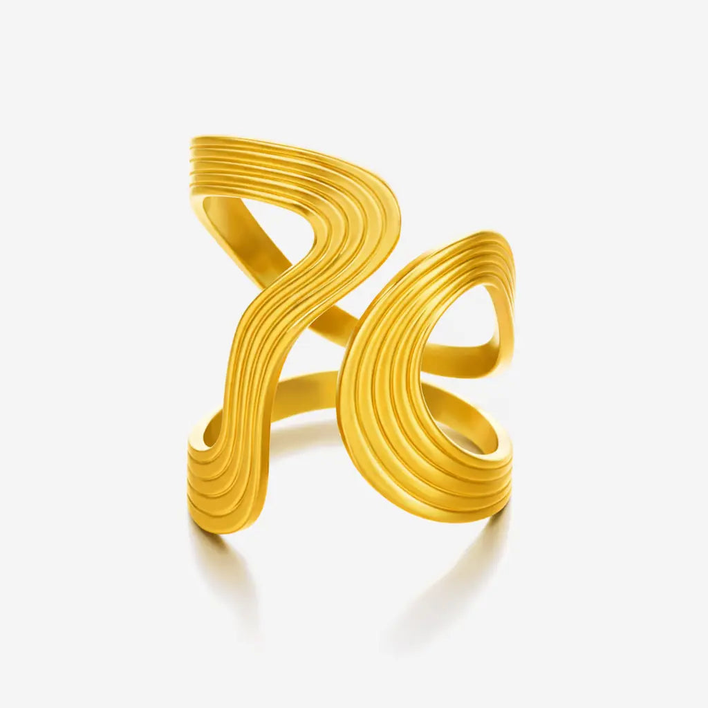 Organic Wave Ring Gold Plated Stainless Steel Vault 9