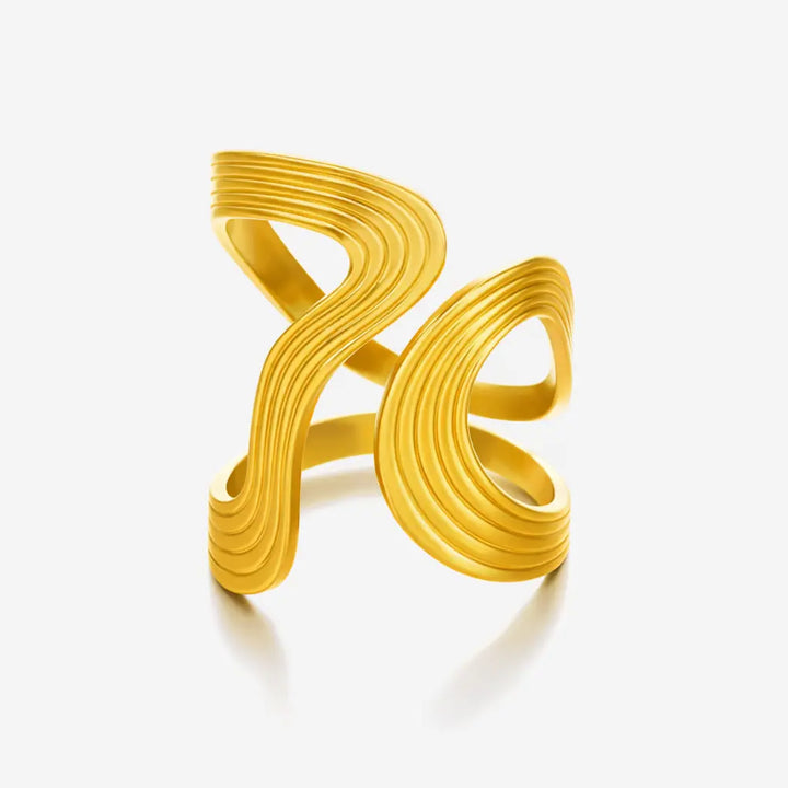 Organic Wave Ring Gold Plated Stainless Steel Vault 9