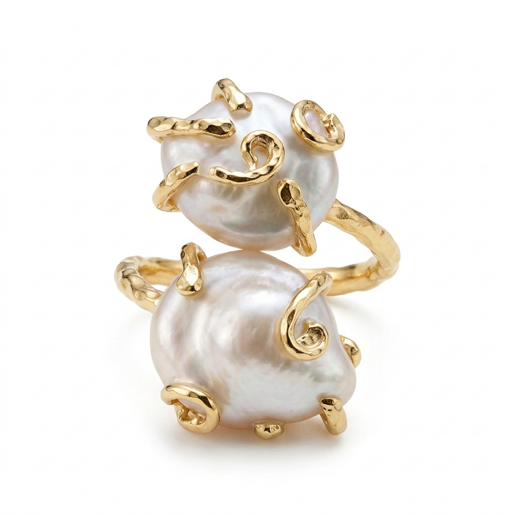 sculptural baroque pearl statement ring