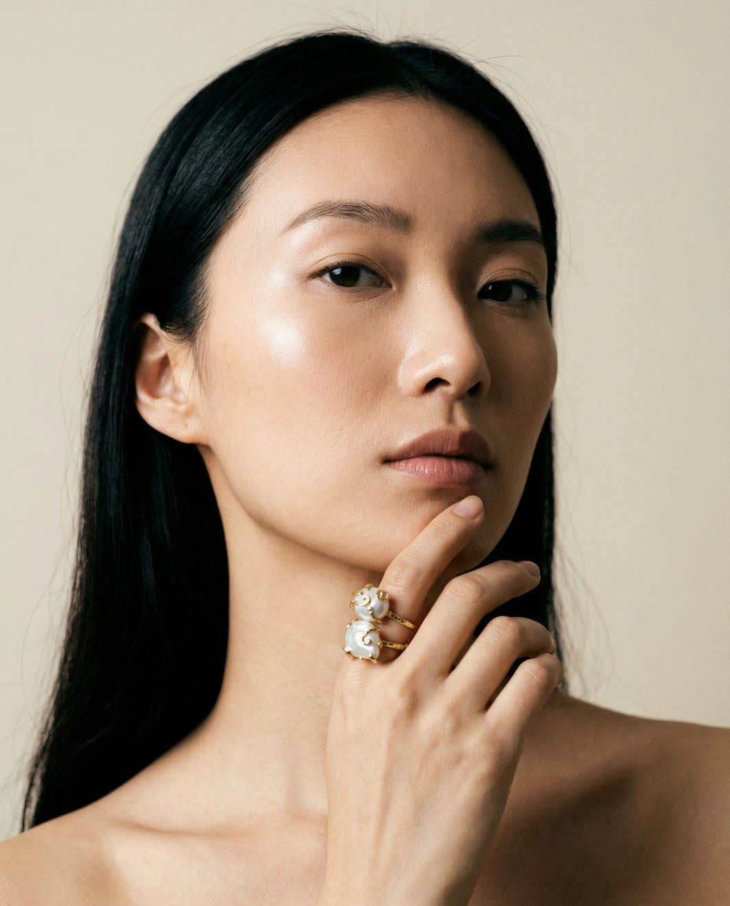 baroque pearl open ring gold band