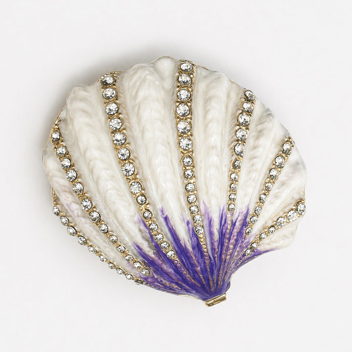 Coquillage Scallop Sea Shell Crystal Trinket Box, Violet