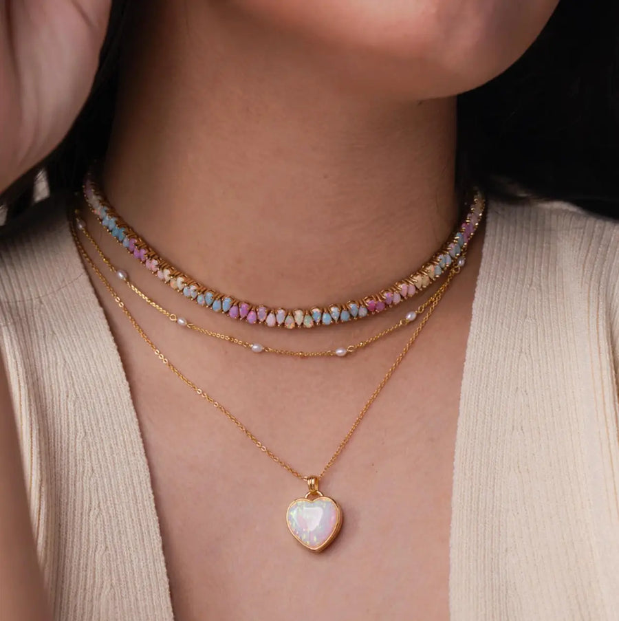 Candy Colored Opal Tennis Necklace Vault 9