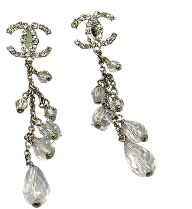 CHANEL Crystals CC Pendant  Earrings
