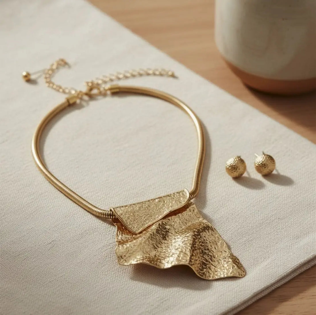 Surface Fold Statement Pendant Necklace Vault