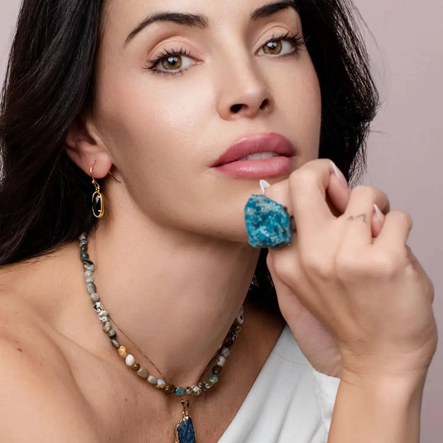 Natural Blue Chrysocolla Stone Statement Ring Vault 9