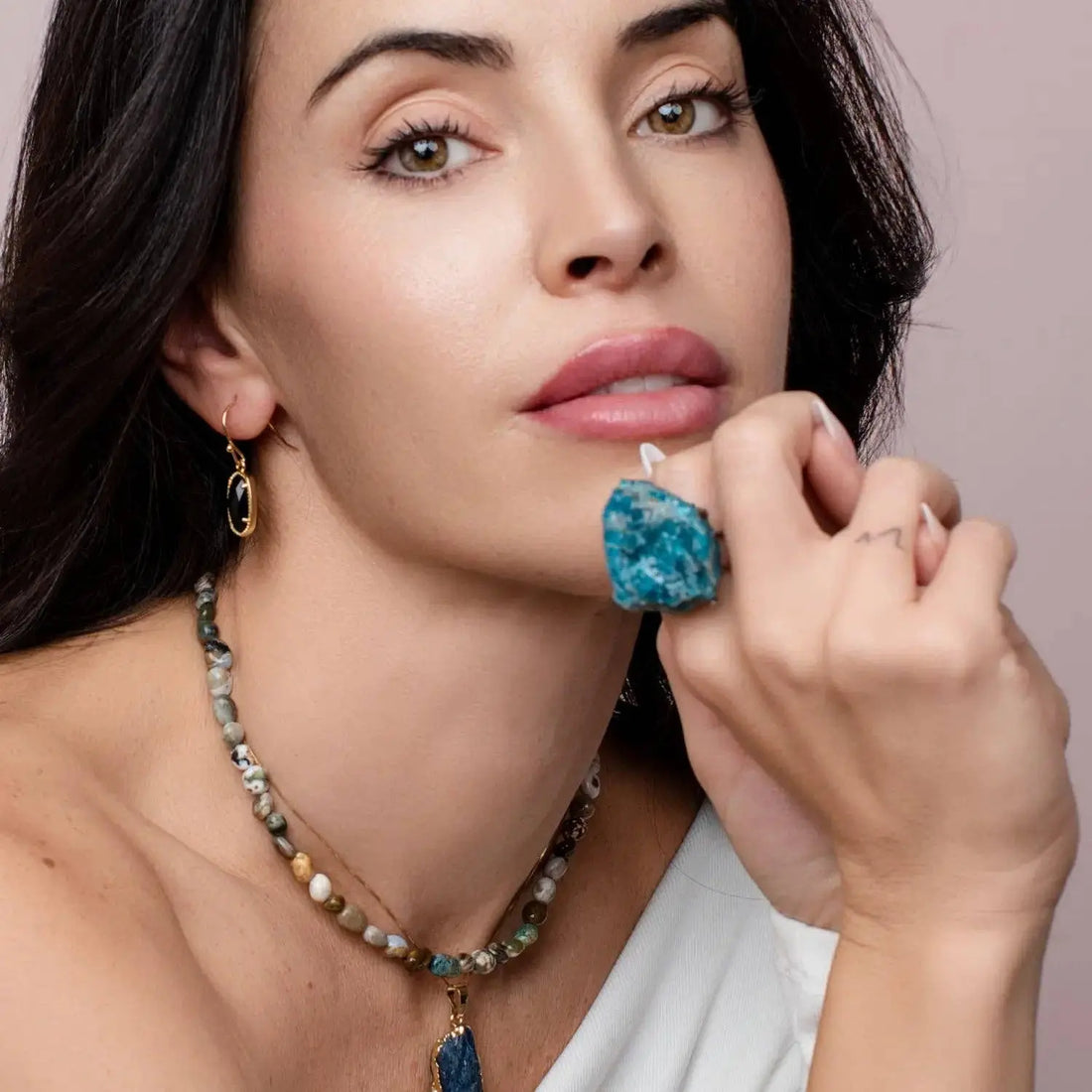 Natural Blue Chrysocolla Stone Statement Ring Vault 9